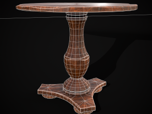 Round Worn Medieval Table Modello 3D