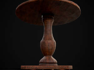 Round Worn Medieval Table Modello 3D