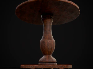 Round Worn Medieval Table 3D Model