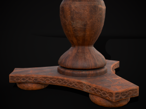 Round Worn Medieval Table Modello 3D