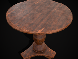 Round Worn Medieval Table Modello 3D