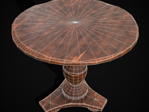 Round Worn Medieval Table Modello 3D