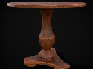 Round Worn Medieval Table Modello 3D