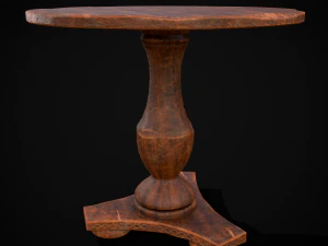 Round Worn Medieval Table 3D Model