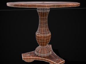 Round Worn Medieval Table Modello 3D