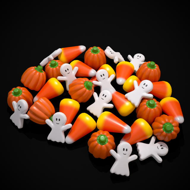 Ghost Candy Halloween Mix 3D Model .c4d .max .obj .3ds .fbx .stl .blend 