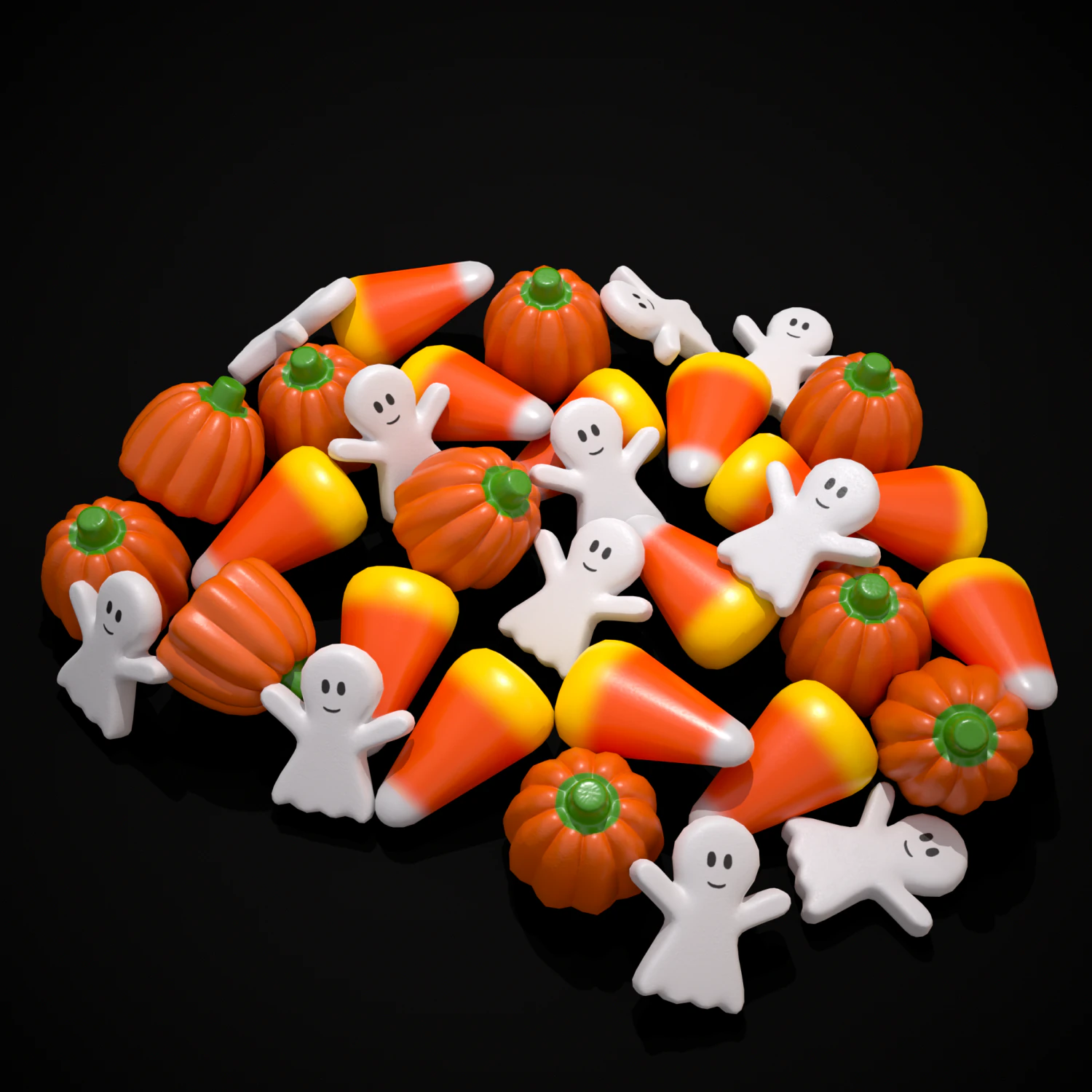 Ghost Candy Halloween Mix 3D Model .c4d .max .obj .3ds .fbx .stl .blend 