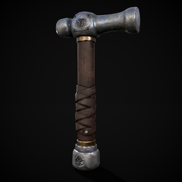 Ornate Ball Peen Hammer Model 3D .c4d .max .obj .3ds .fbx .stl .blend 