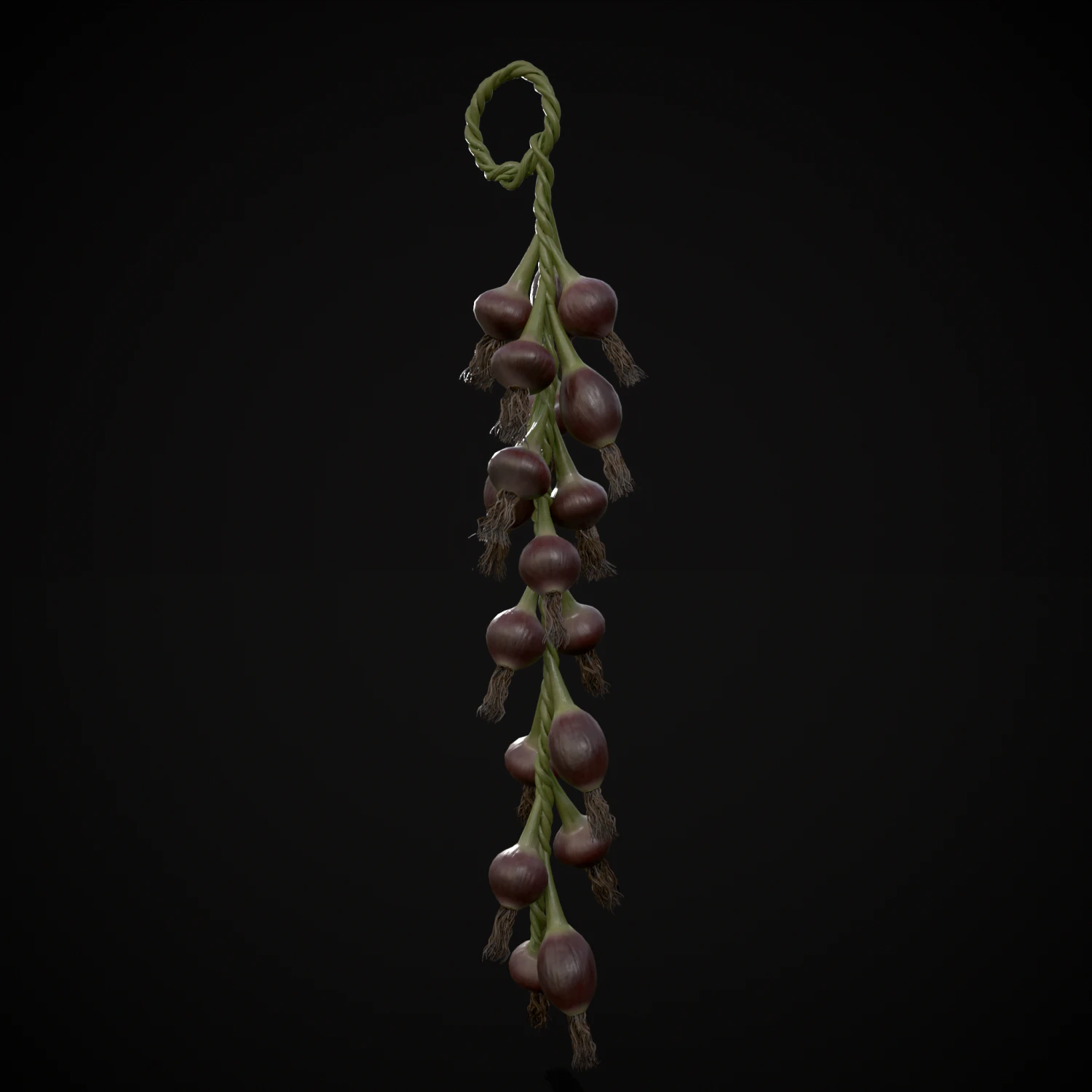 Hanging Red Onions 3D Model .c4d .max .obj .3ds .fbx .stl .blend 