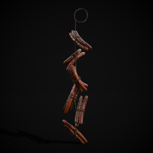 Hanging Smoked Sausages Modelo 3D .c4d .max .obj .3ds .fbx .stl .blend 