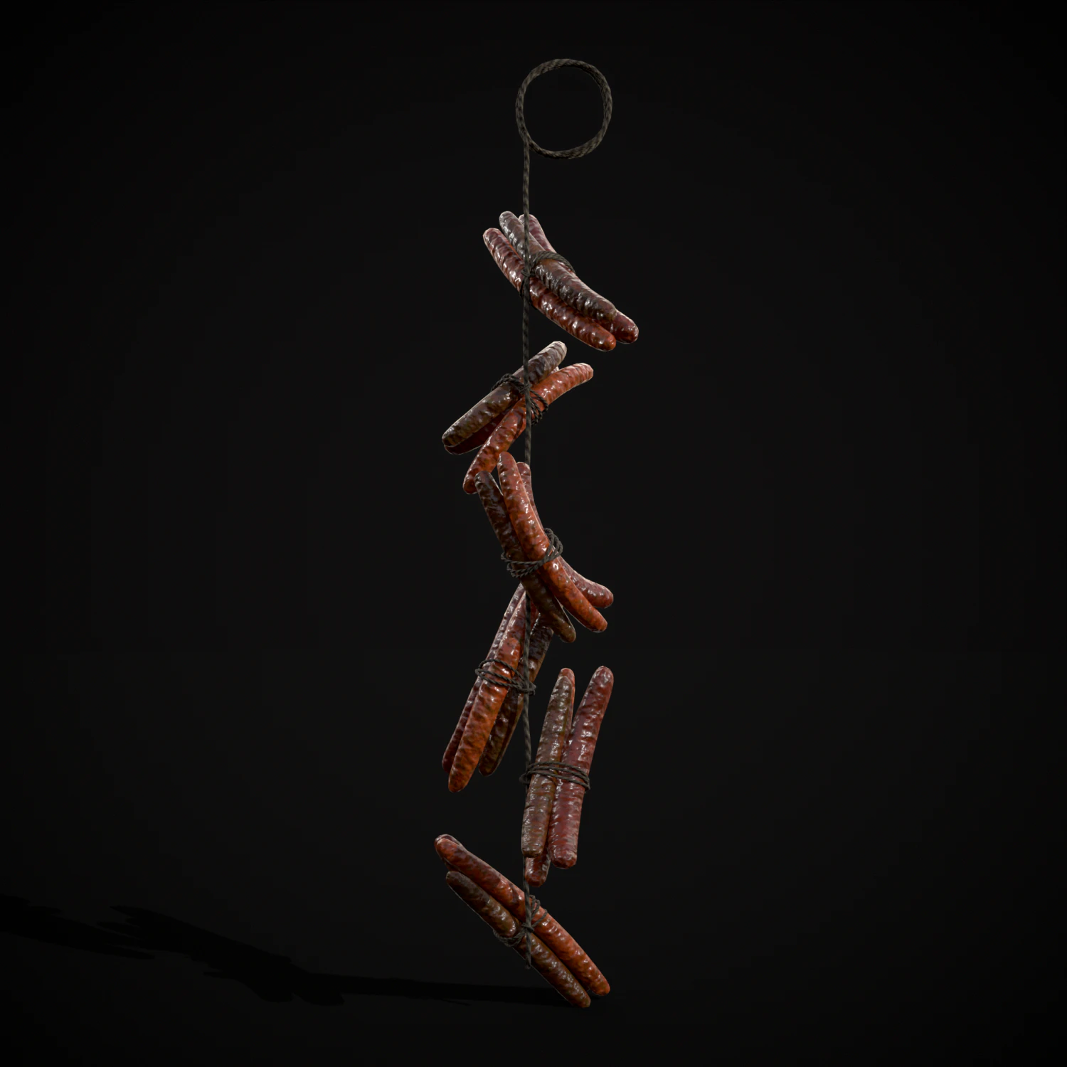 Hanging Smoked Sausages 3D Model .c4d .max .obj .3ds .fbx .stl .blend 