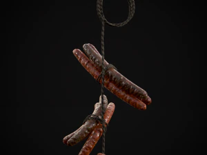 Hanging Smoked Sausages 3D Model