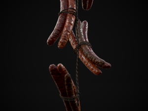 Hanging Smoked Sausages Modelo 3D