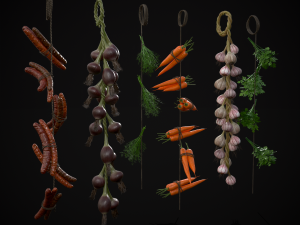 Six Hanging Food Stuffs 3D Model