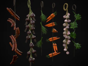 Seis alimentos pendurados Modelo 3D