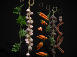 Six Hanging Food Stuffs 3D 모델