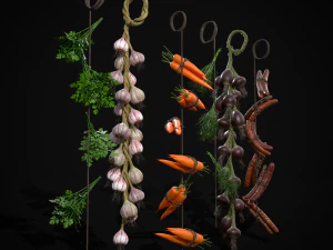 Six Hanging Food Stuffs 3D Model