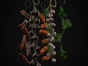 Six Hanging Food Stuffs 3D Model