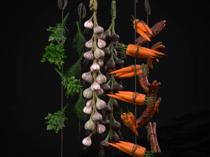 Six Hanging Food Stuffs 3D Model
