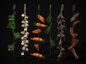 Six Hanging Food Stuffs 3D 모델