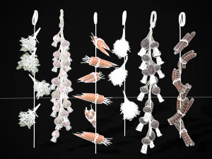 Six Hanging Food Stuffs 3D Model