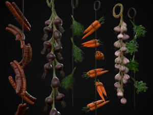 Six Hanging Food Stuffs 3D 모델