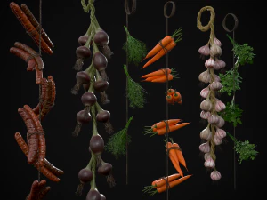 Six Hanging Food Stuffs 3D Model