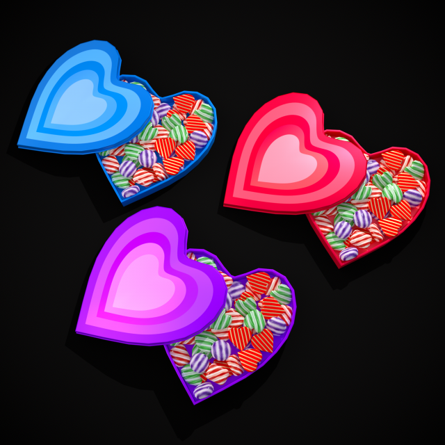 Multicolored Valentines Day Box 3D Model .c4d .max .obj .3ds .fbx .stl .blend 