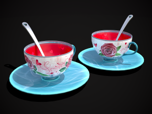 Valentines Rose Tea Cup 3D Model