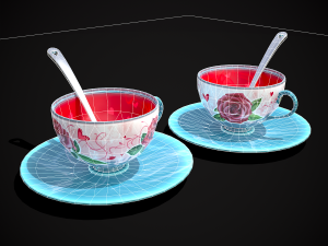 Valentines Rose Tea Cup 3D Модель