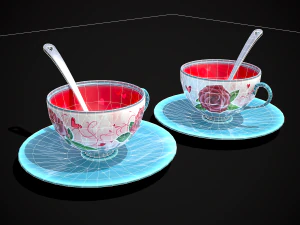 Valentines Rose Tea Cup 3D Model