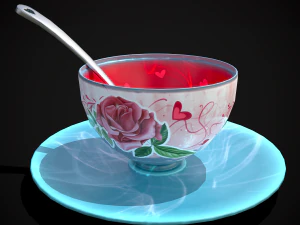 Valentines Rose Tea Cup 3D Model
