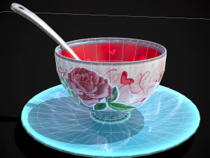 Valentines Rose Tea Cup 3D Model