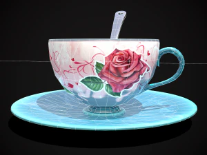 Valentines Rose Tea Cup 3D Model