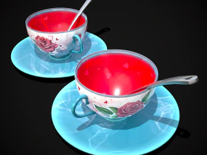 Valentines Rose Tea Cup 3D Model