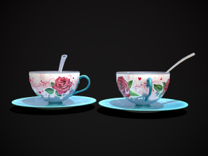 Valentines Rose Tea Cup 3D Модель