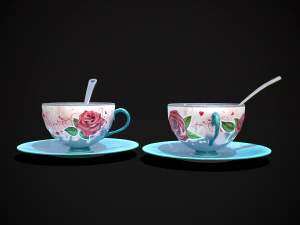 Valentines Rose Tea Cup 3D Model