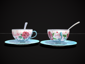 Valentines Rose Tea Cup 3D Модель