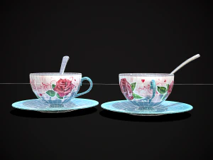 Valentines Rose Tea Cup 3D Model