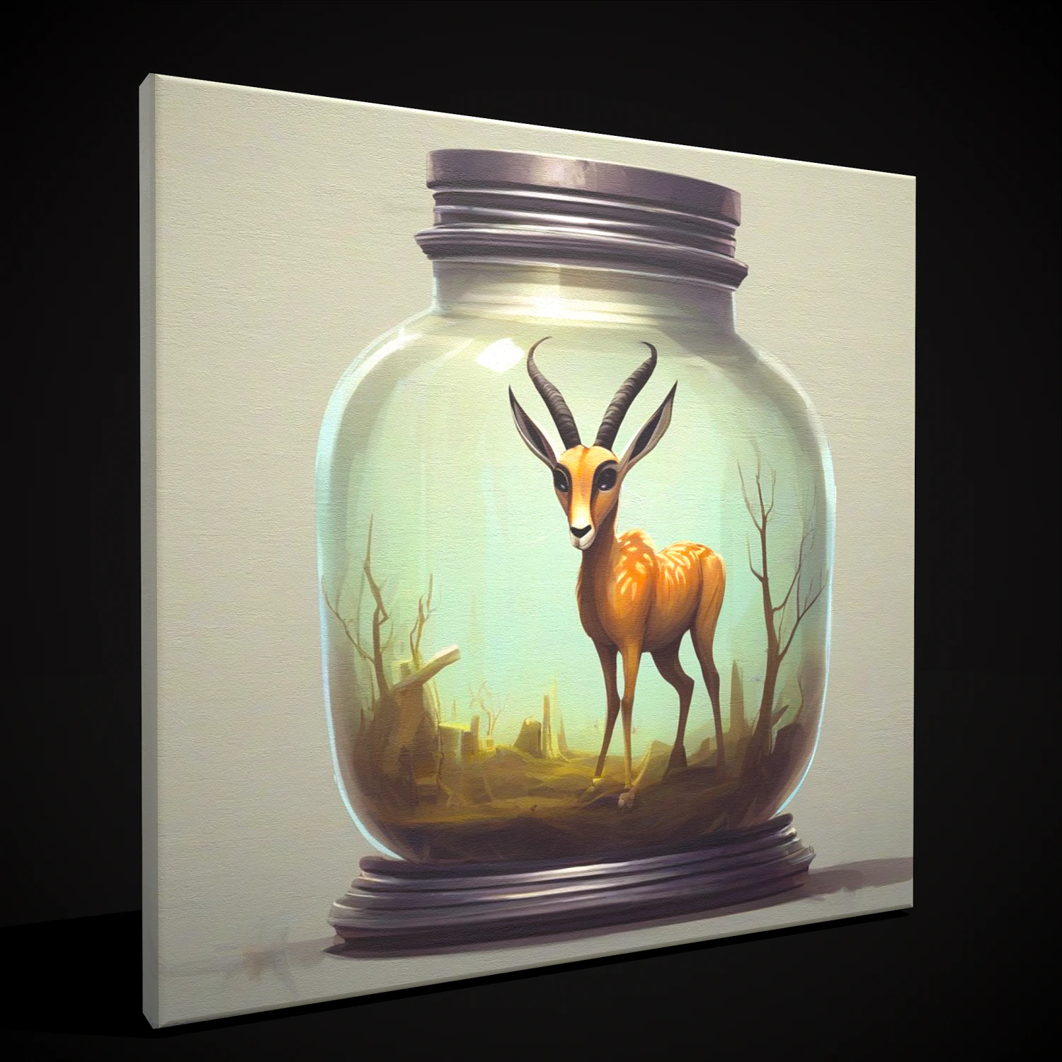 Gazelle in a Jar Painting 3D Model .c4d .max .obj .3ds .fbx .stl .blend 
