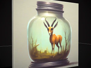 Gazelle in a Jar Painting 3D Model