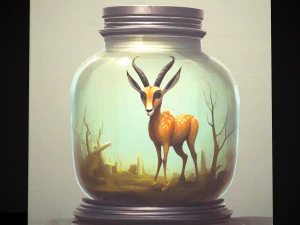 Gazelle in a Jar Painting 3D Model
