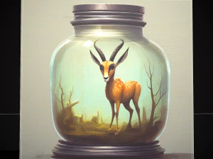 Gazelle in a Jar Painting 3D Model