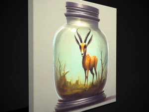 Gazelle in a Jar Painting 3D Model