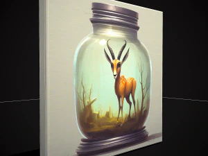 Gazelle in a Jar Painting 3D Model