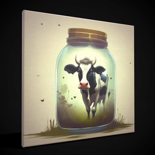 Cow in a Jar Painting Model 3D .c4d .max .obj .3ds .fbx .stl .blend