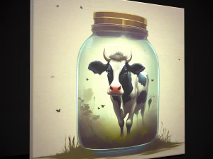 항아리 그림 속의 소 3D 모델