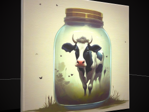 Cow in a Jar Painting Model 3D