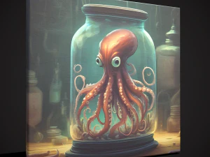 罐子里的鱿鱼画 3D 模型