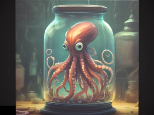 Squid in a Jar Painting 3D Model